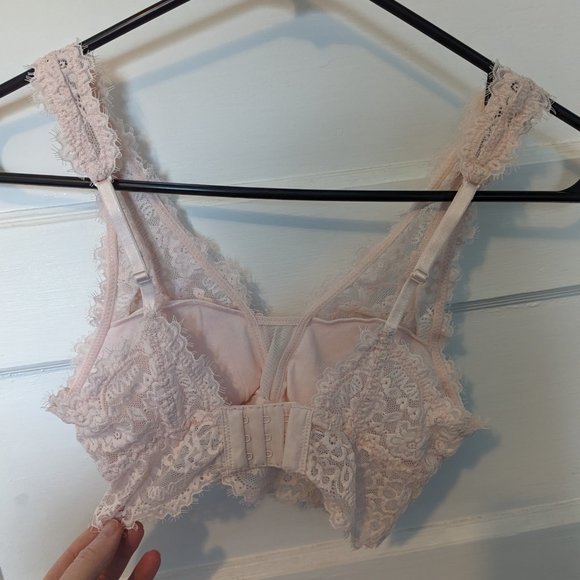 Aerie Eyelash Lace Plunge Bralette - Cheeky Peach - Picture 7 of 8